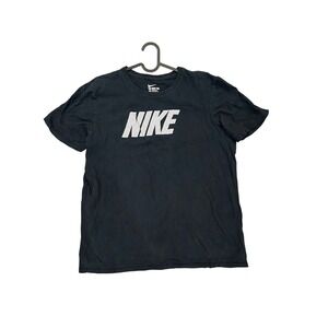 Nike Mens Athletic Cut Graphic Logo T-Shirt Black Short Sleeve Size Large